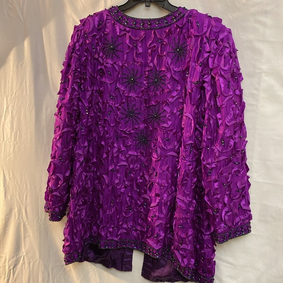 GUNIT (not vintage!) 100% silk purple with full sequins evening jacket - Picture 6 of 6